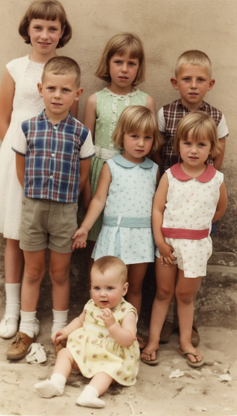 Foto antigua de familia restaurada con IA - imagen coloreada y mejorada